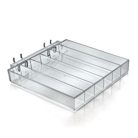 Azar Displays Six Compartment Acrylic Tray for Pegboard / Slatwall / Counter, PK2 225560